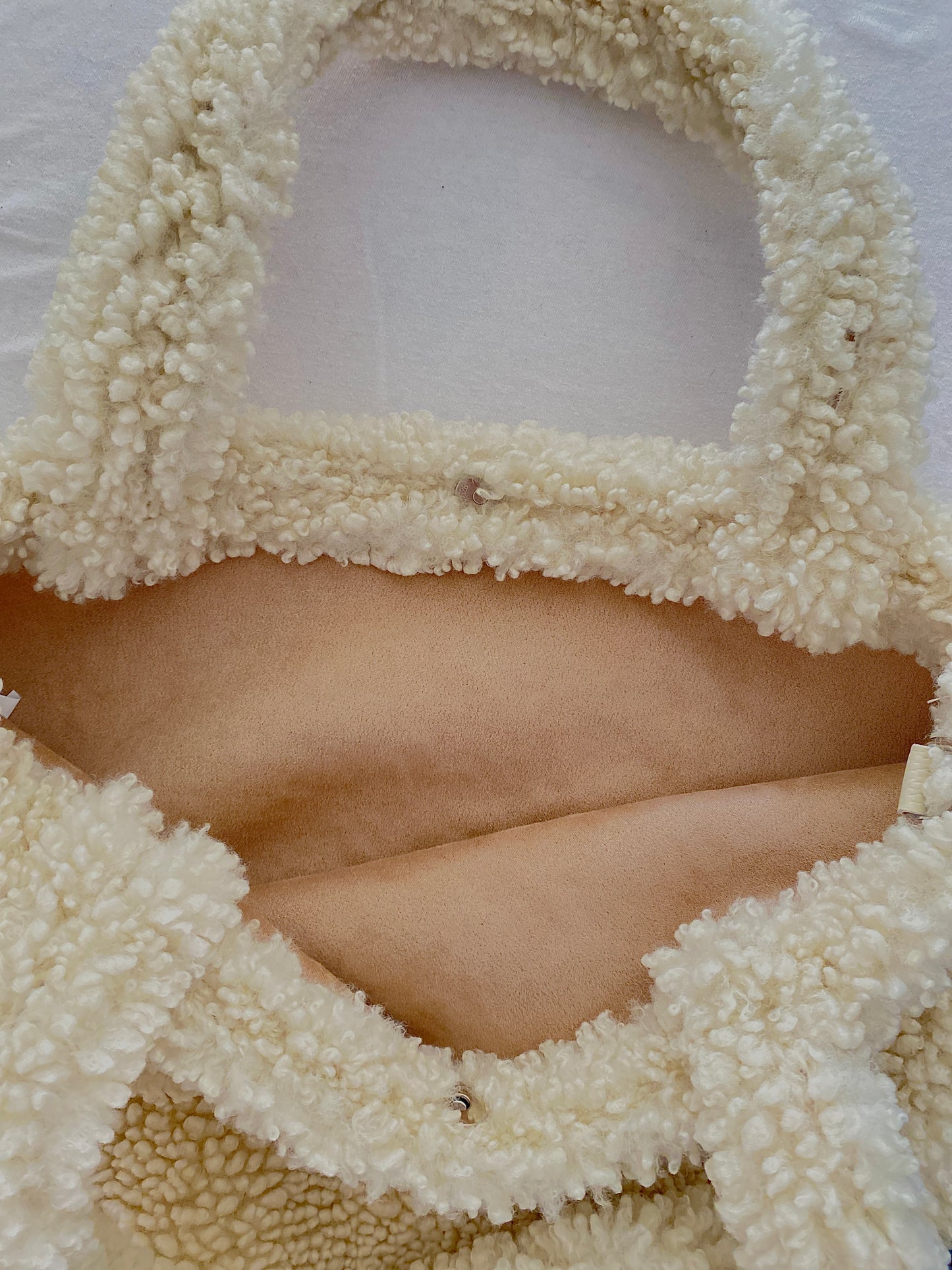 Beige Teddy Tote Bag
