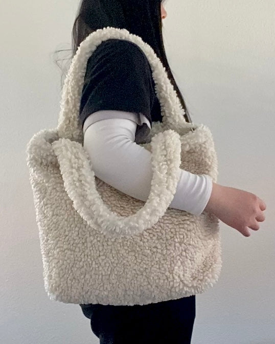 Beige Teddy Tote Bag