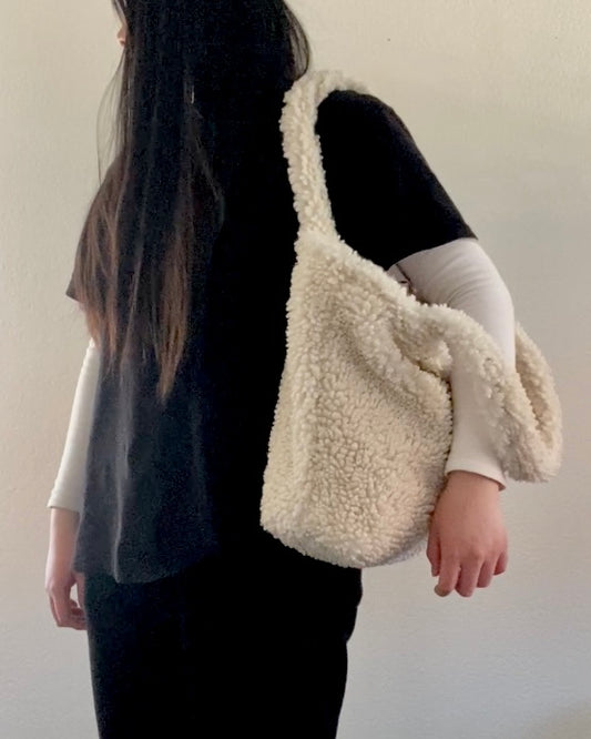 Beige Teddy Tote Bag