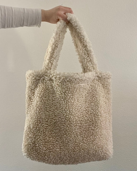 Beige Teddy Tote Bag