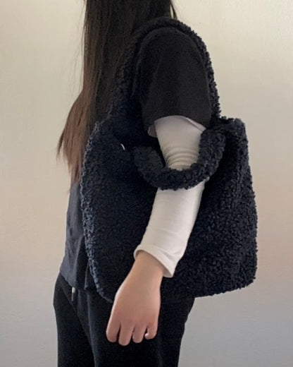 Dark Blue Teddy Tote Bag