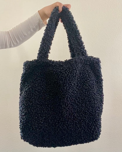 Dark Blue Teddy Tote Bag