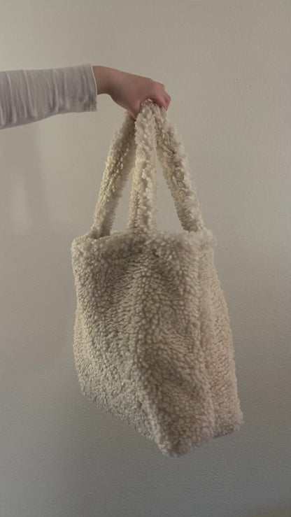 Beige Teddy Tote Bag