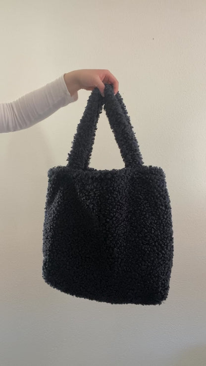 Dark Blue Teddy Tote Bag