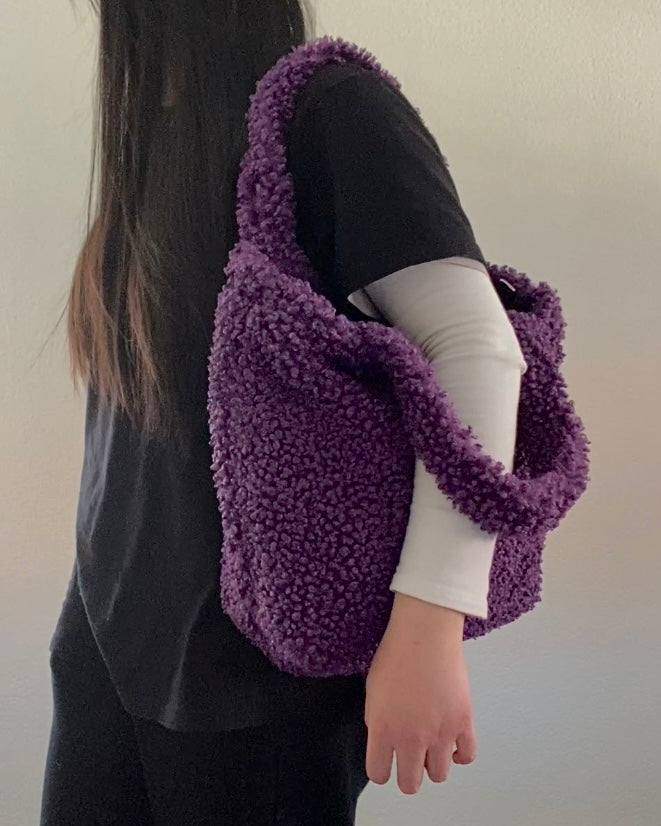 Purple Teddy Tote Bag