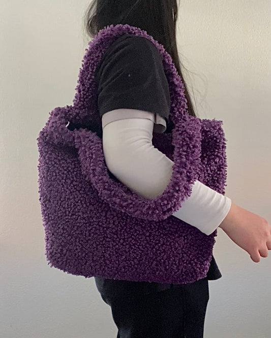 Purple Teddy Tote Bag